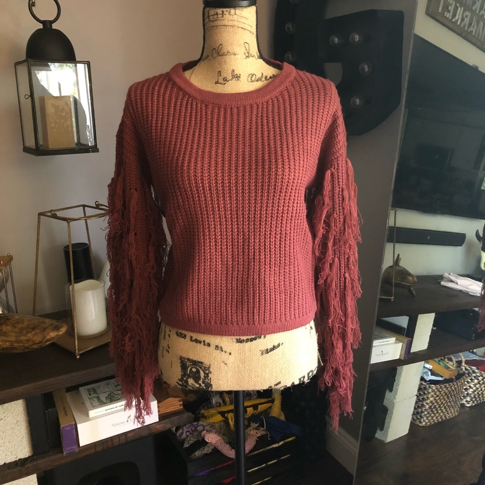 Long Sleeve Fringe Sweater